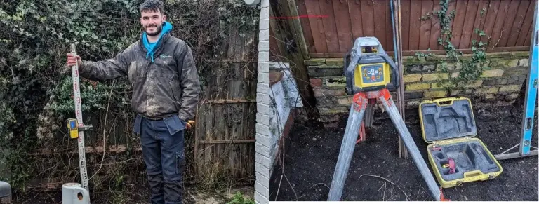 groundworker with laser level