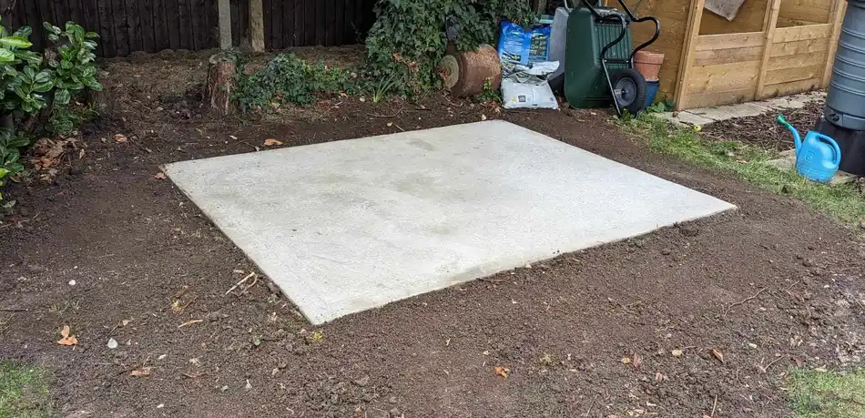 Shed Base Installed In Garden