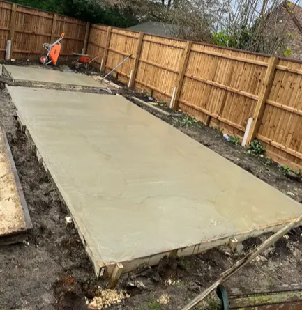 Recently laid concrete base